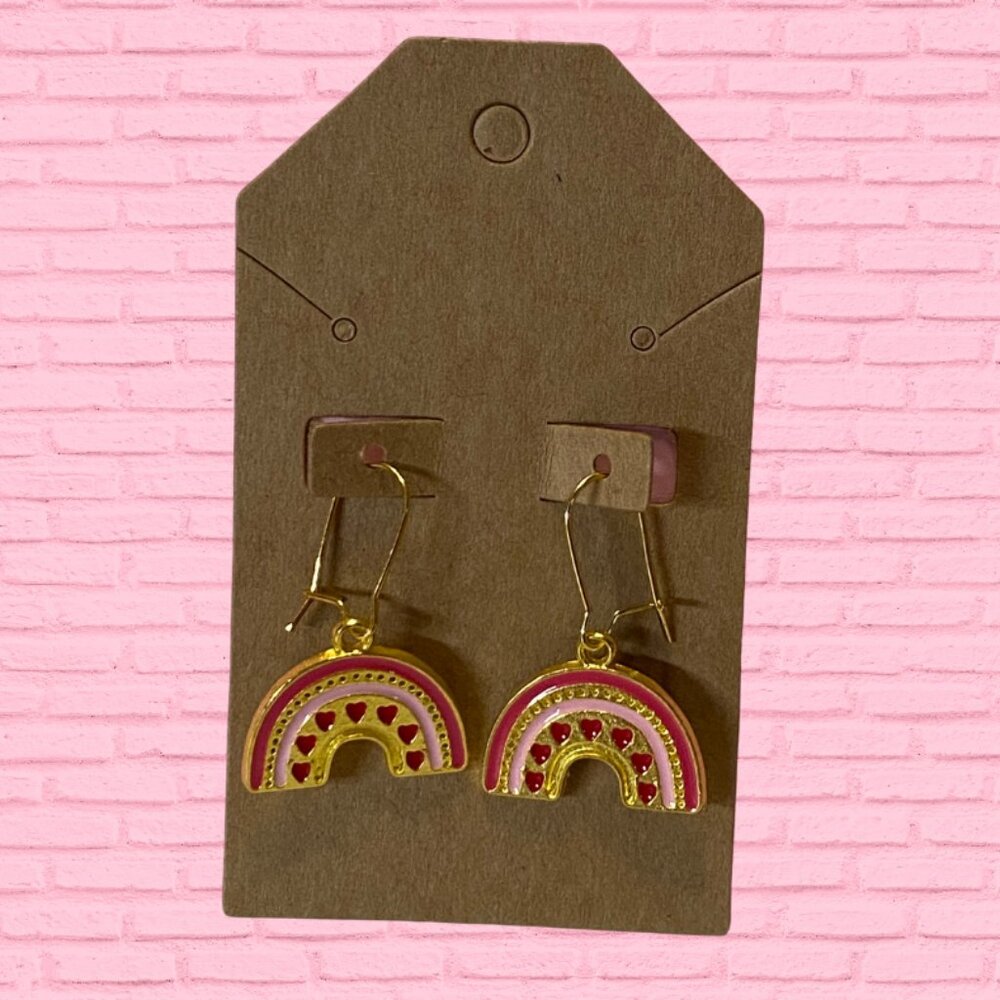 Children's BOHO Hearts and Rainbow Earrings